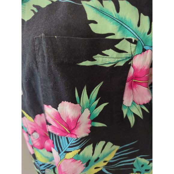 Vintage 9th Wave Hawaiian tropical button up shirt black - Picture 7 of 8